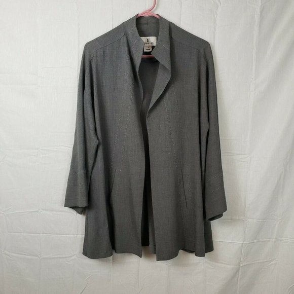 Emmelle Tops - Emmelle Womens Gray Long Sleeve Front Pocket Open Front Cardigan Top Size 2